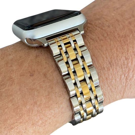 Stainless Steel Apple Watch Band-Silver-Gold or Silver-Rose Gold