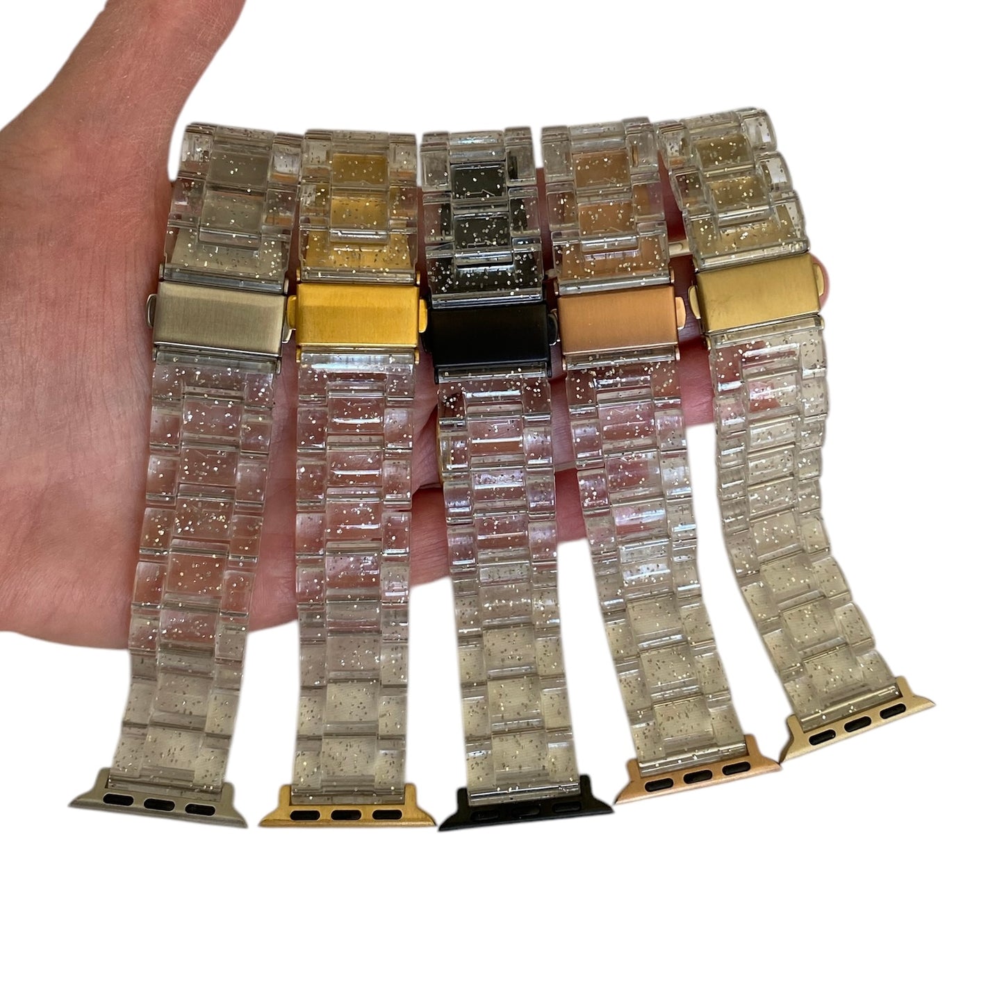Apple Watch Band Clear Glitter Resin Watchband