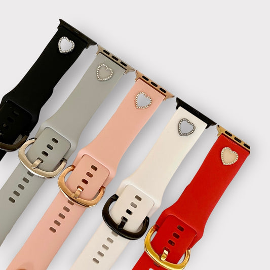 Apple Watch Band Heart Charm Silicone Watchband
