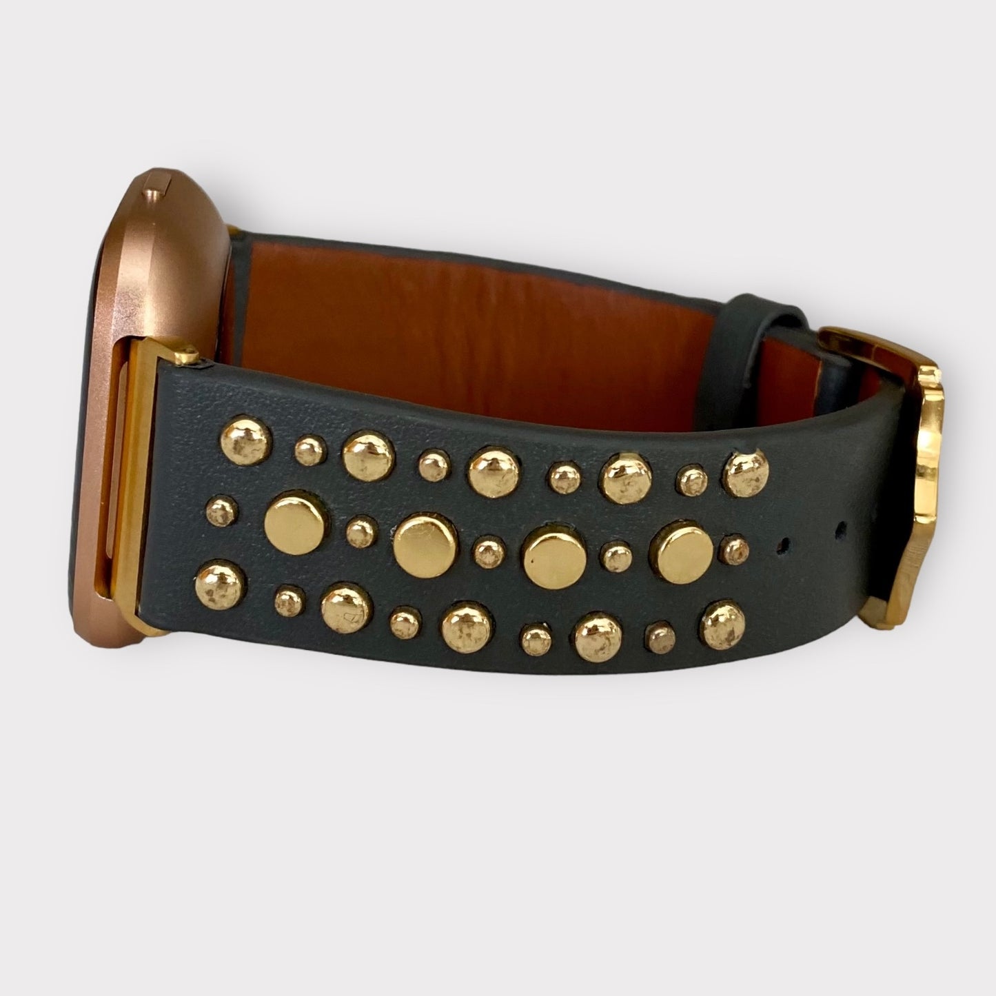 Fitbit Versa Leather Watchband With Rivets Quality Plus Watchbands
