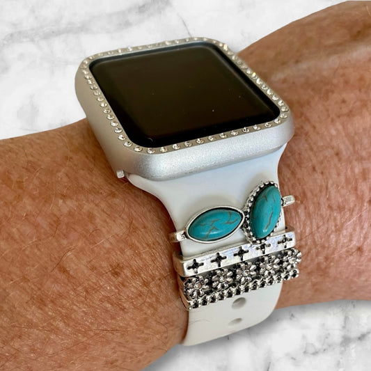 Apple Watch Band Accessories-Turquoise Silver Decorative Charms