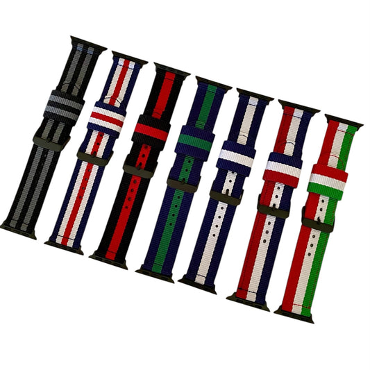 Nylon Apple Watch Band Striped – Sporty Breathable Replacement Strap