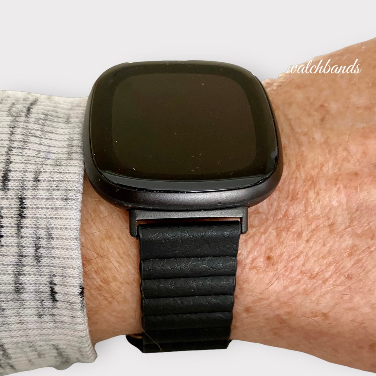 Fitbit Versa Magnetic Genuine Leather Loop Watch Band Quality Plus Watchbands