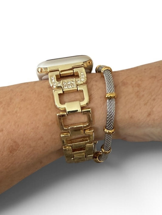 Rhinestone Hoop Band for Apple Watch & Matching Mesh Bracelet Set