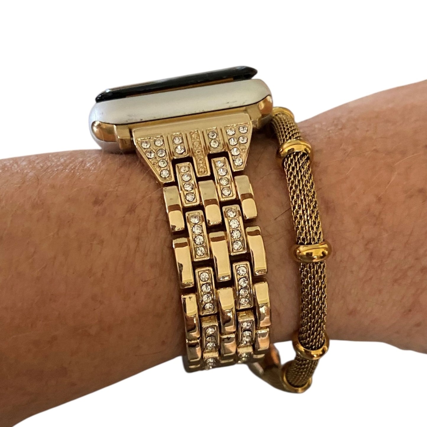 Apple Watch Rhinestone Band & Mesh Bracelet Set – Silver-Gold-Rose Gold
