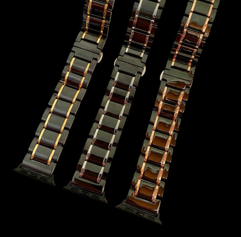 Luxury Black Ceramic Striped Apple Watch Band