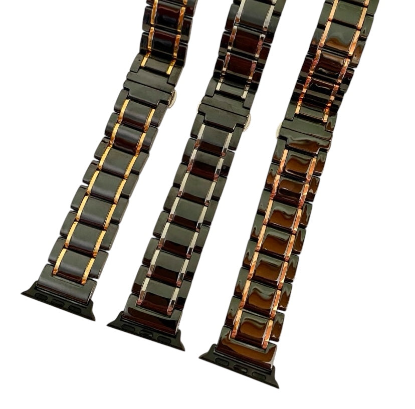 Luxury Black Ceramic Striped Apple Watch Band