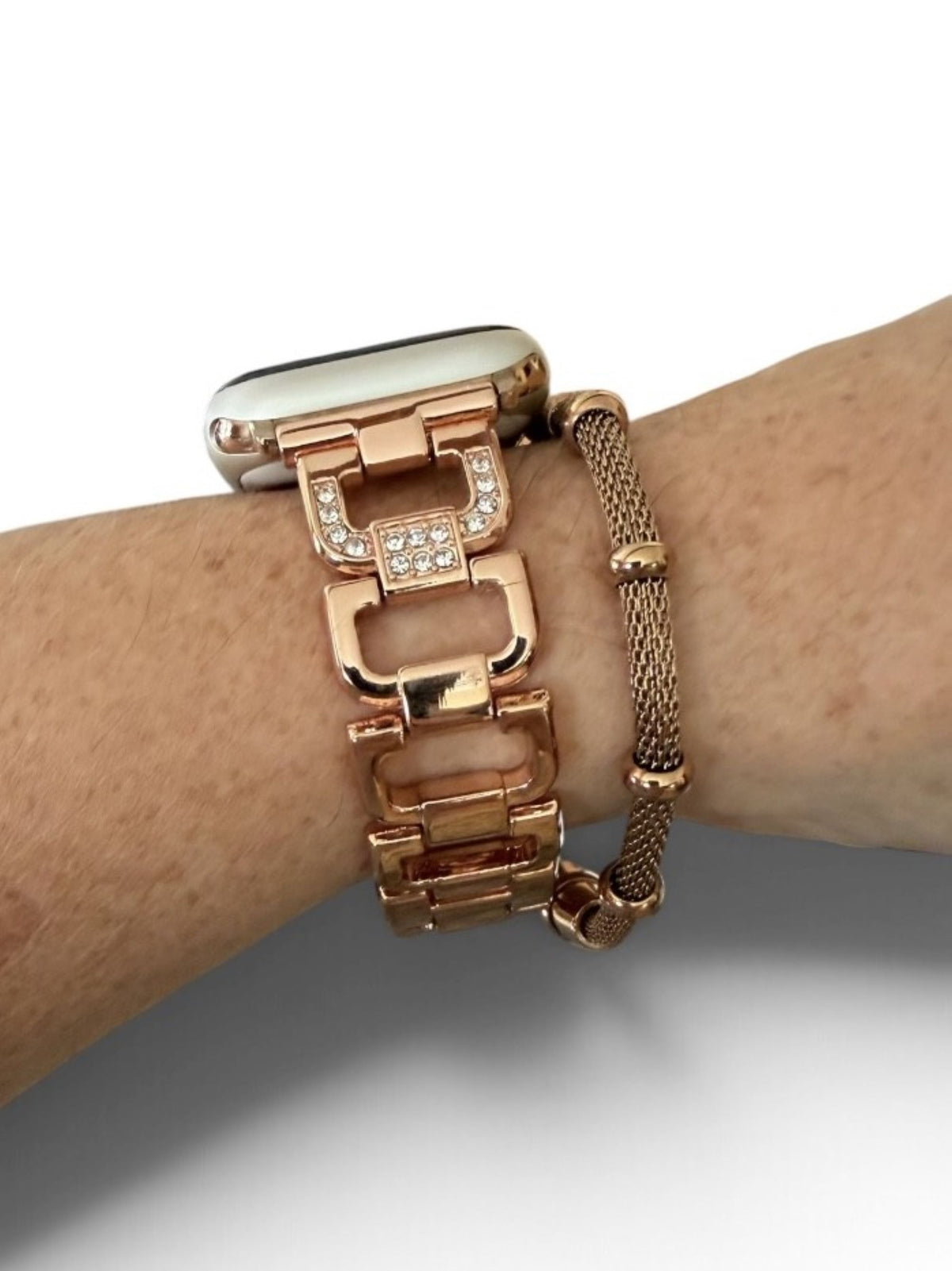 Rhinestone Hoop Band for Apple Watch & Matching Mesh Bracelet Set