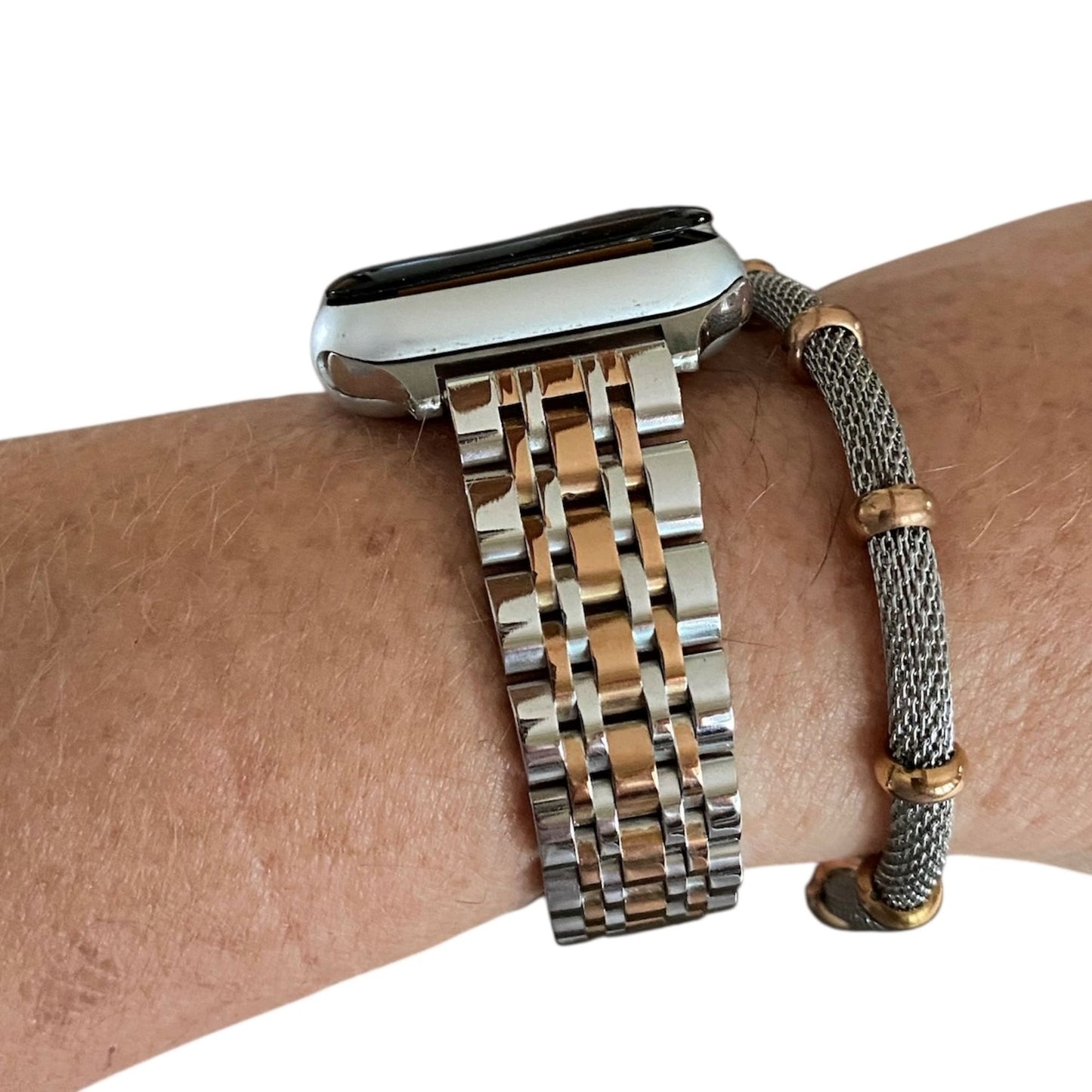 Apple Watch Band & Bracelet Set – Stainless Steel - Silver/Gold or Silver/Rose Gold
