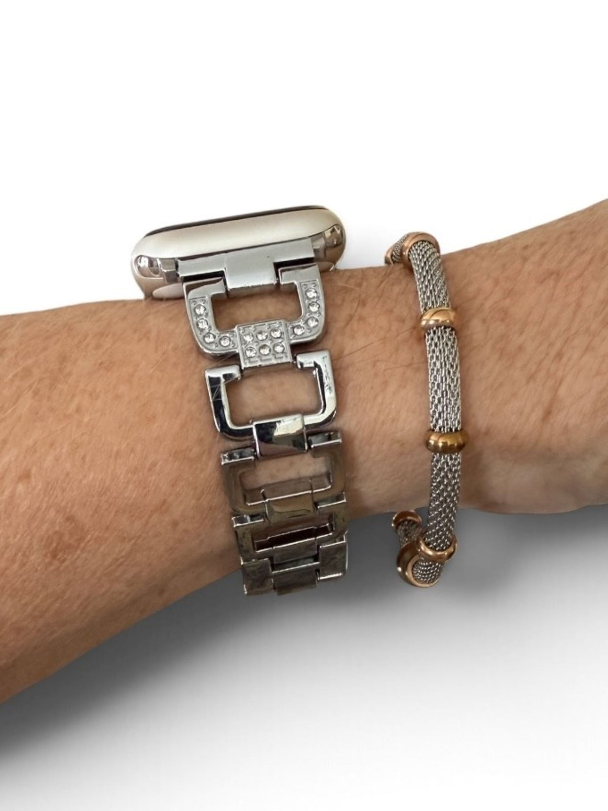 Rhinestone Hoop Band for Apple Watch & Matching Mesh Bracelet Set