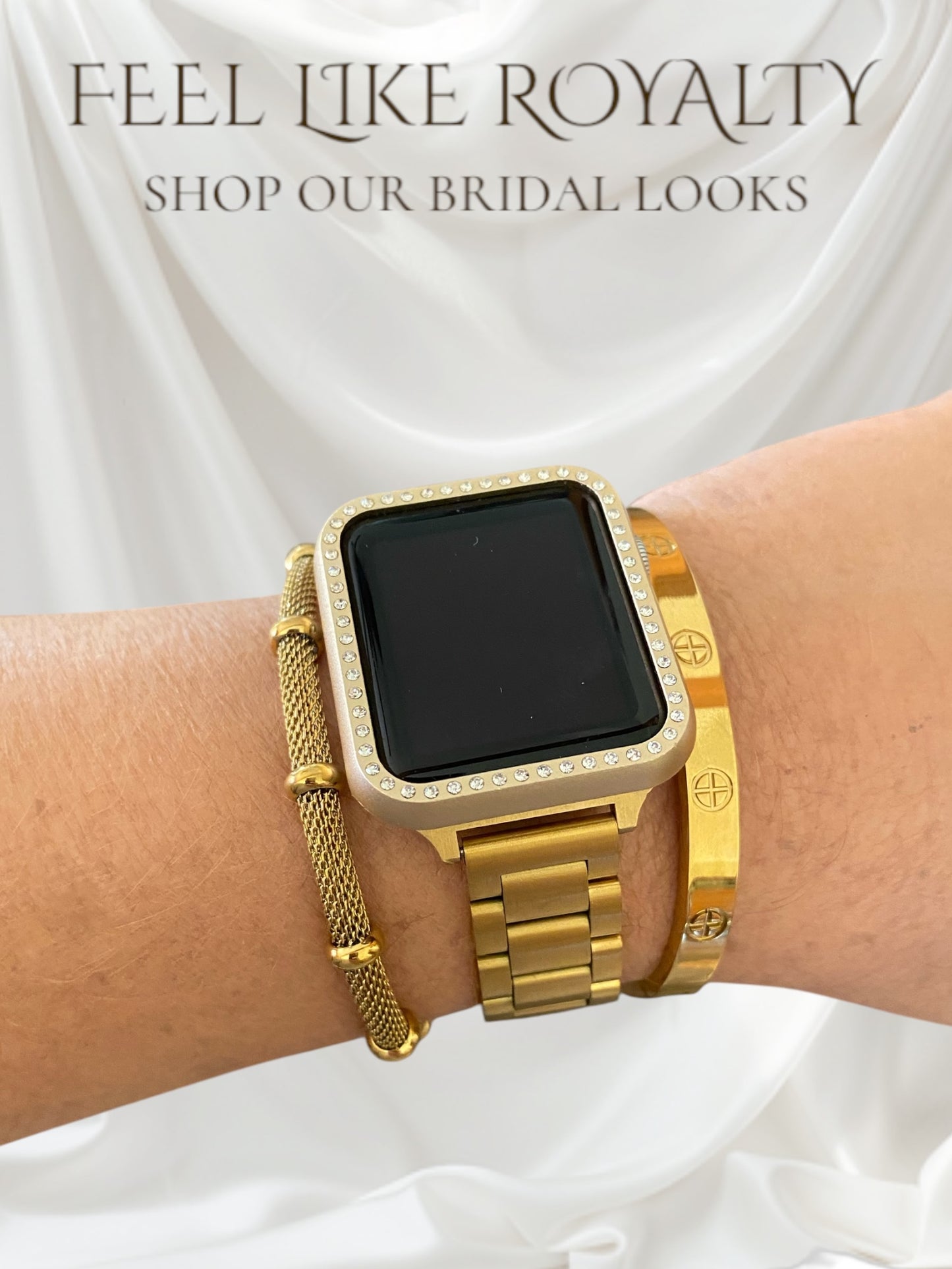Stackable Gold Stainless Apple Watch Bands With Gold Bracelets