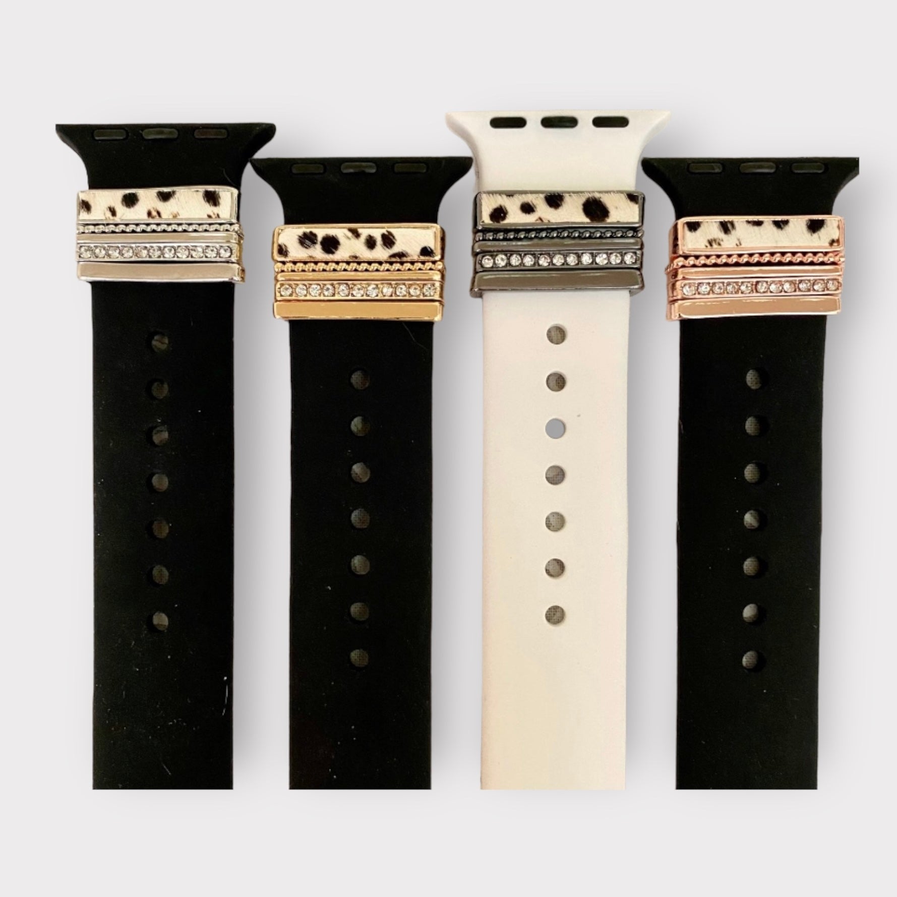 Apple Watch Band White Leopard Charms Watchband Set Quality Plus Watchbands