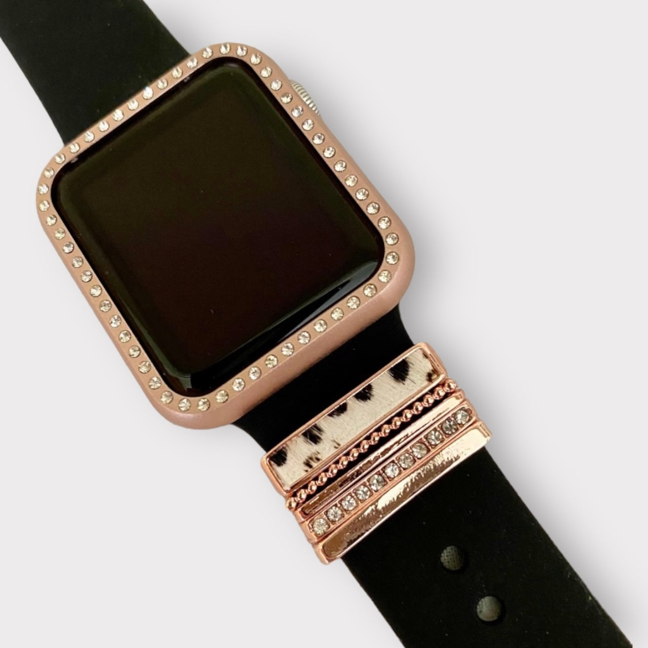 Apple Watch Band White Leopard Charms Watchband Set Quality Plus Watchbands