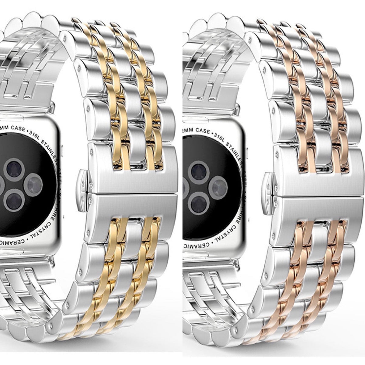 Apple Watch Band Stainless Steel Watchband / Silver-Gold-Rose Gold / Quality Plus Watchbands