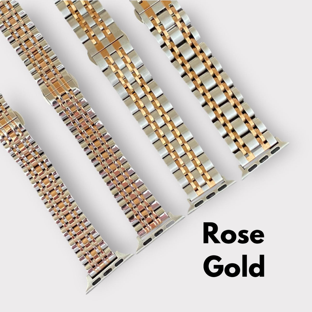 Stainless Steel Apple Watch Band-Silver-Gold or Silver-Rose Gold