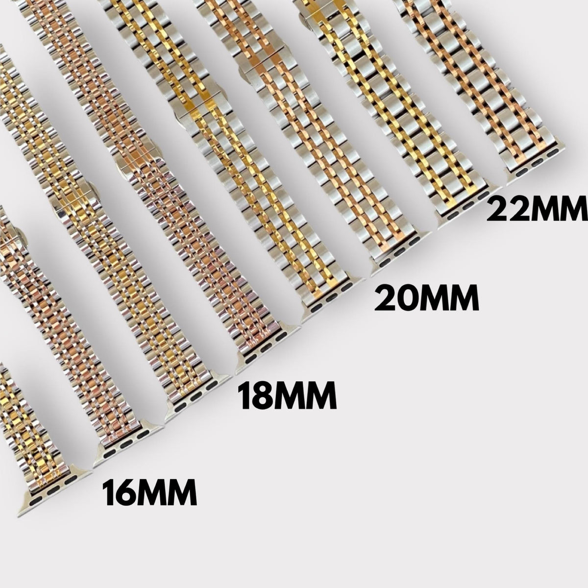 Stainless Steel Apple Watch Band-Silver-Gold or Silver-Rose Gold