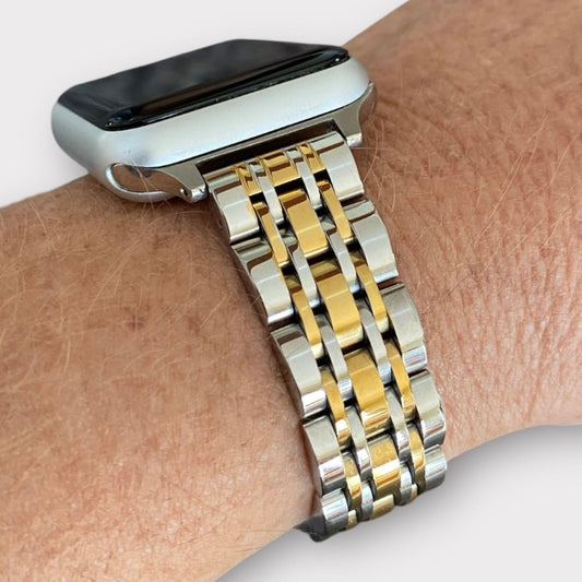Stainless Steel Apple Watch Band-Silver-Gold or Silver-Rose Gold